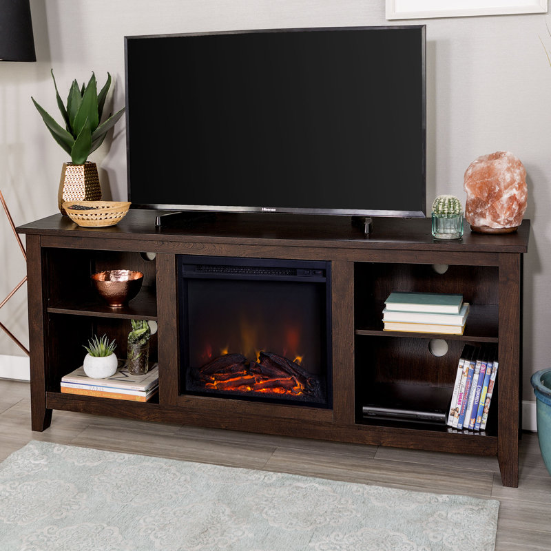 Beachcrest Home Meuble télé avec foyer électrique pour téléviseur de 70 po ou moins Sunbury et Beachcrest Home Meuble télé avec foyer électrique pour téléviseur de 70 po ou moins Sunbury et